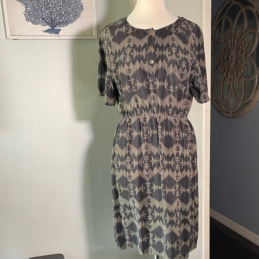 Pendleton Black and Gray Geometric Midi Dress
